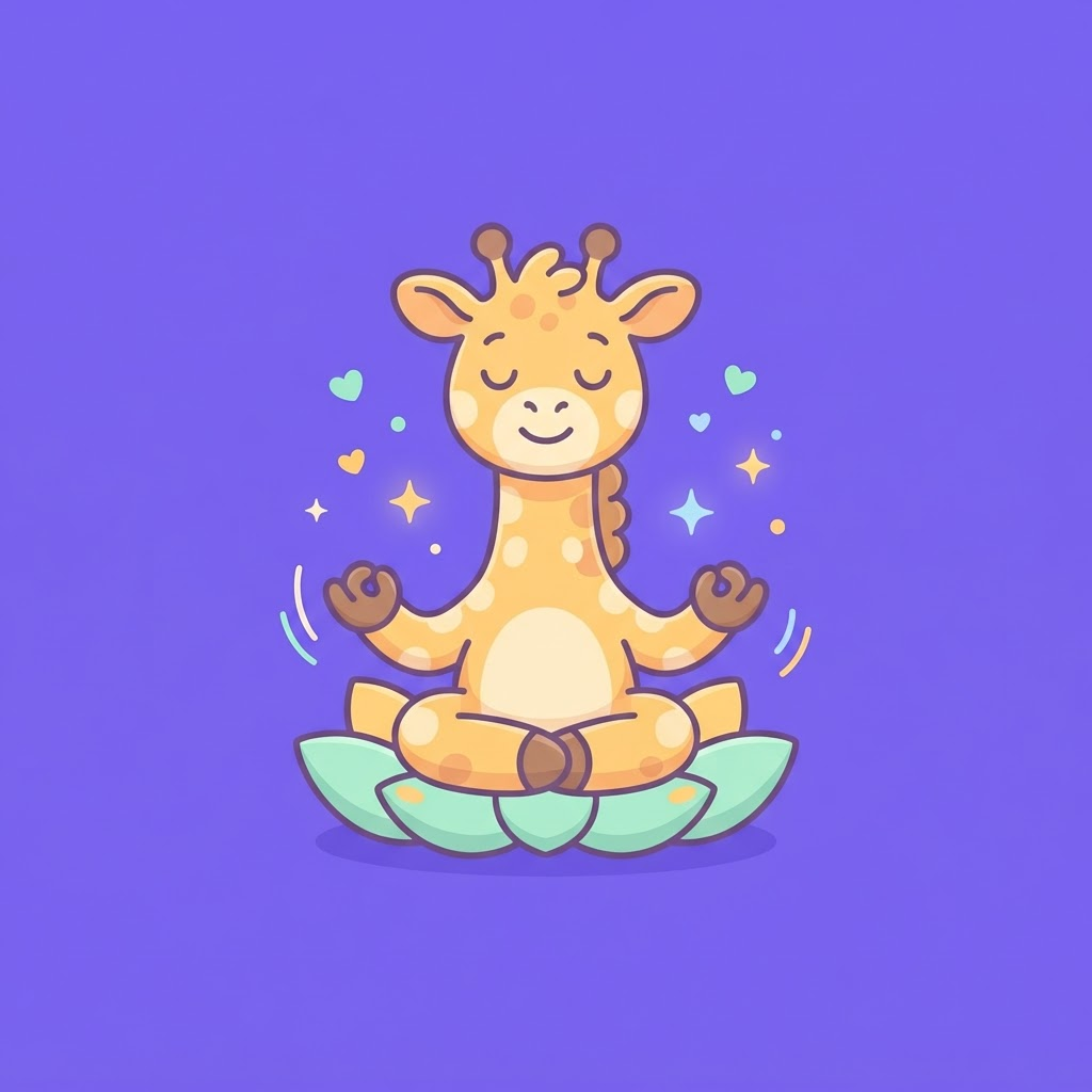 Daive the giraffe meditating peacefully